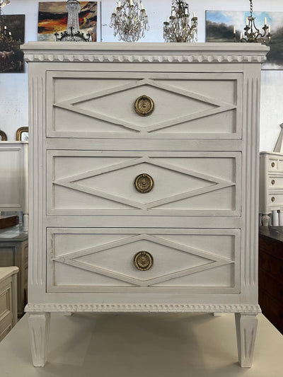 Swedish Nightstand with Diamond Trims | Le Chateau | European Luxury Furniture in Atlanta