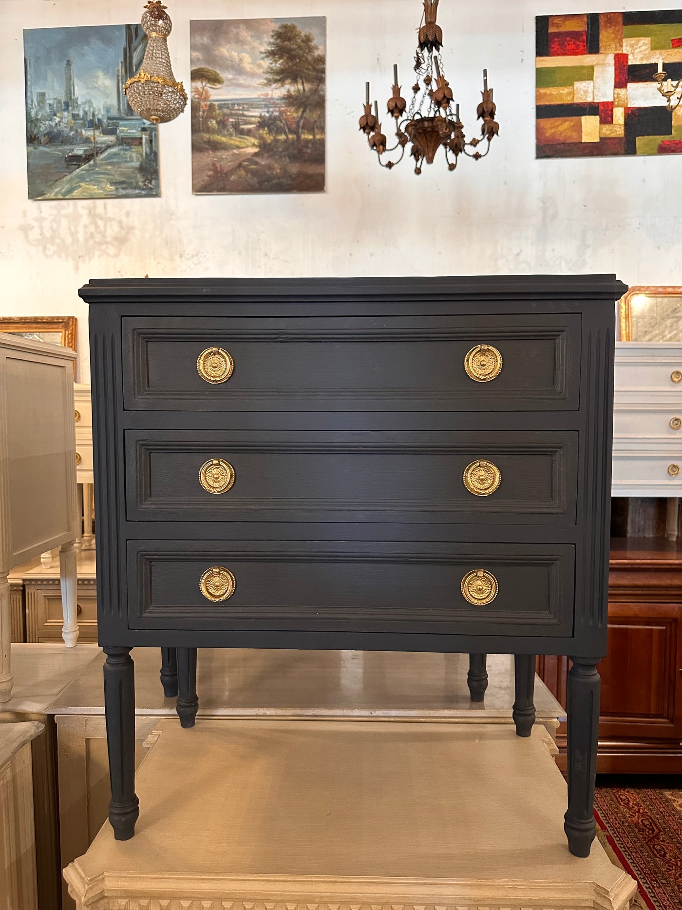 Swedish Navy Blue Nightstand