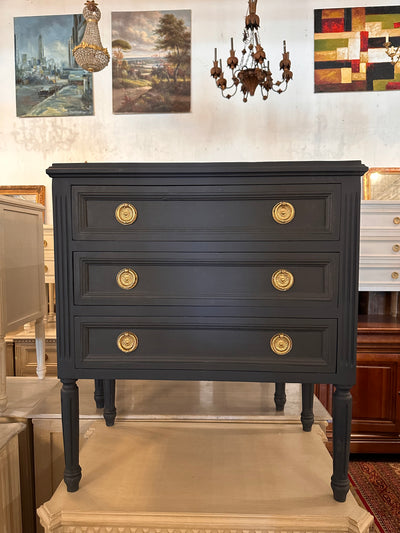 Antique Swedish Navy Blue Nightstand | Le Chateau | European Luxury Furniture in Atlanta