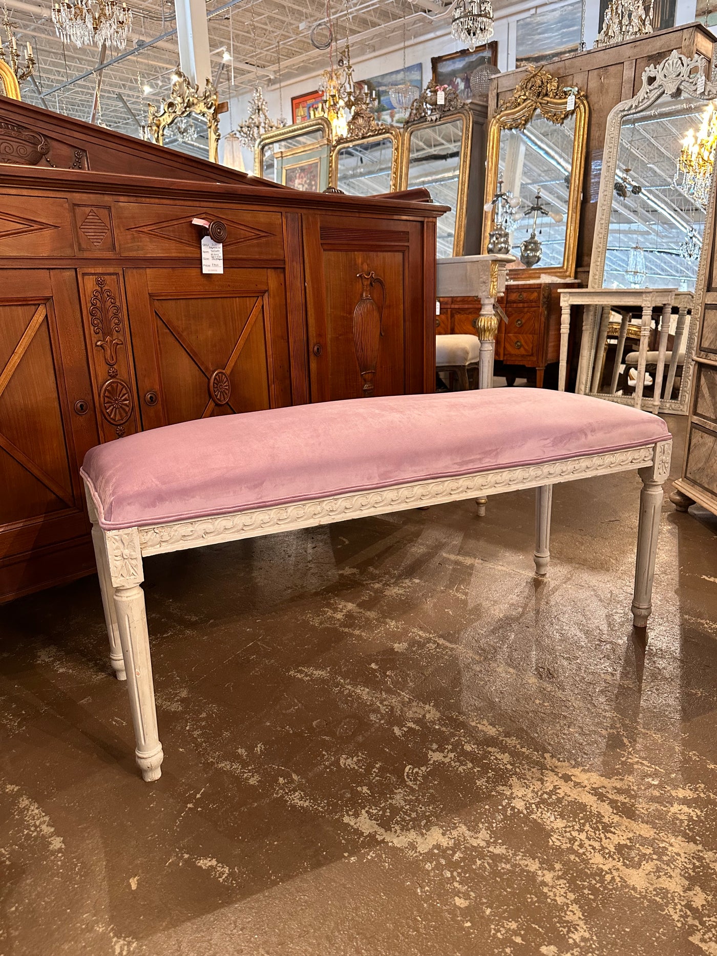 Louis XVI Purple Velvet Bench | Le Chateau | European Luxury Furniture in Atlanta