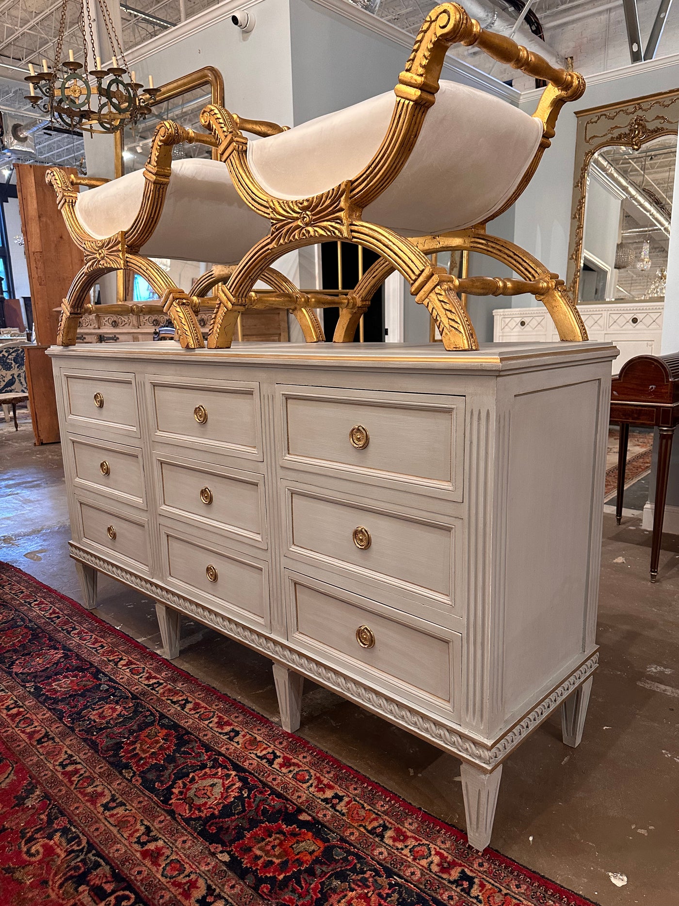 Swedish 9 Drawer Dresser in French Blue