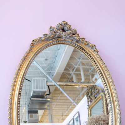 Louis XVI Gilded Oval Mirror – Ornate Carvings