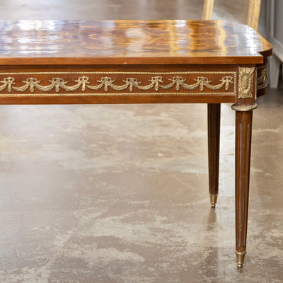 Louis XVI Lacquered Coffee Table – Bronze Mounts & Marquetry Top
