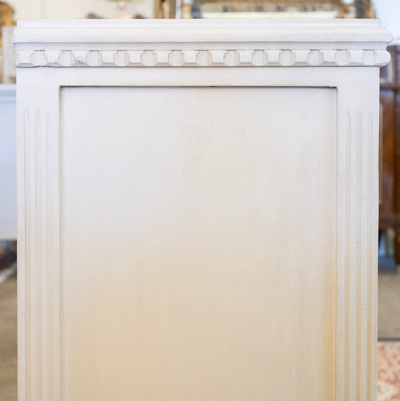 Swedish 3-Drawer Dresser – Reeded Drawer Trim & Tapered Legs in White