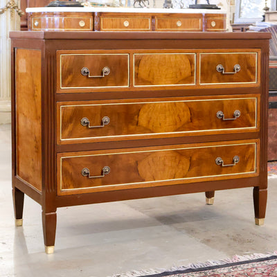 Louis XVI Burl Wood Chest w/ Straight Top & Flat Pulls (42" Wide)