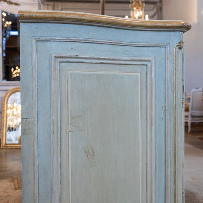 Louis XV Hand-Painted Sideboard – Distressed Finish Blue-Green & Gold Trim