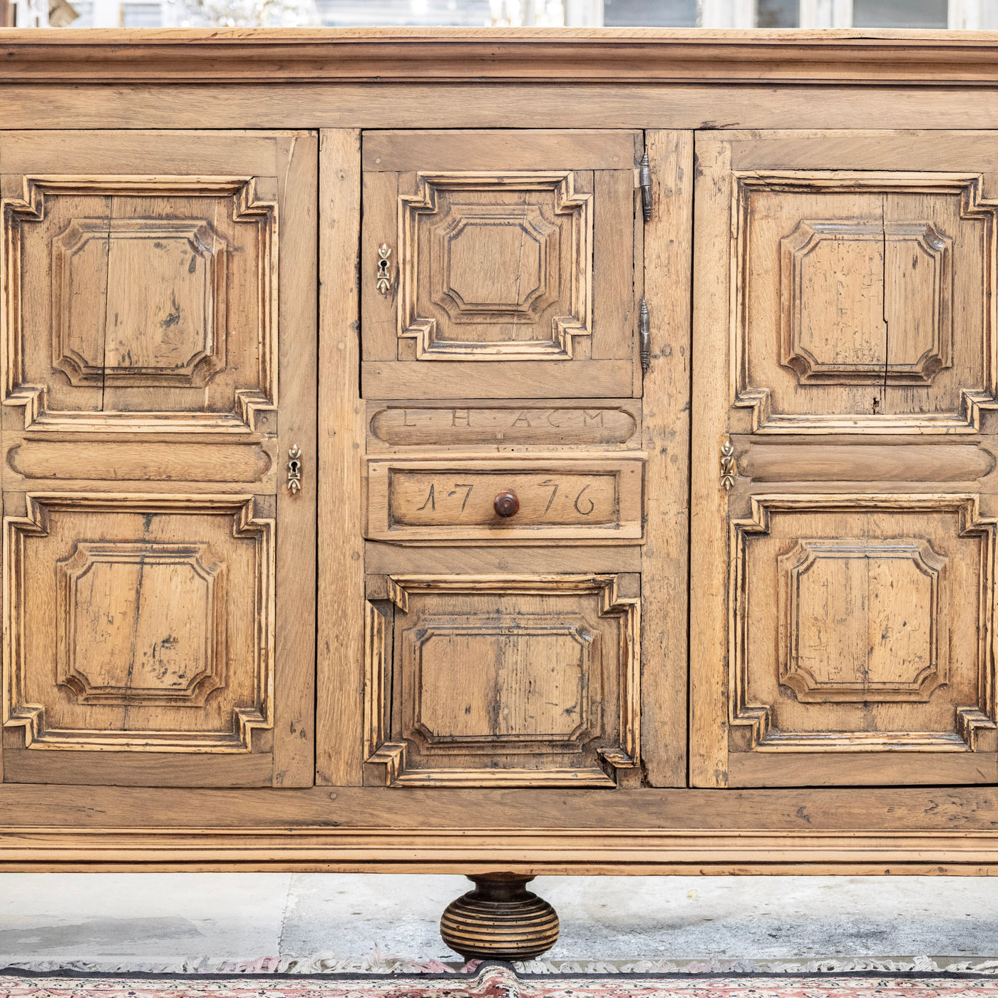 French Country 18th Century Geometric Sideboard – Dated 1776