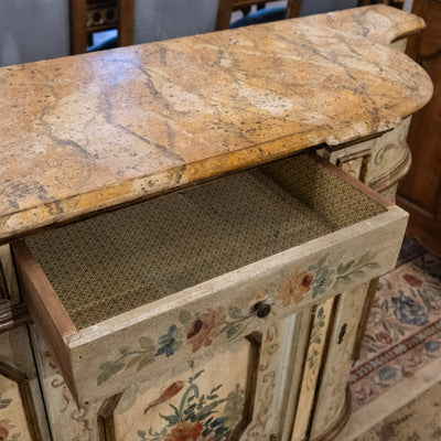 Italian Hand-Painted Soft Green Floral Sideboard