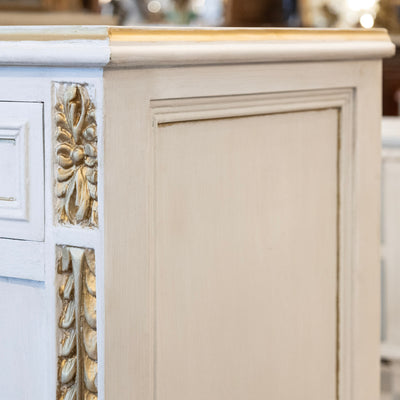 Swedish White Painted Sideboard with Gold Accents