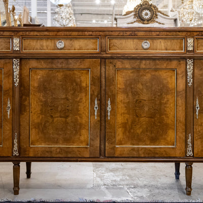 Louis XVI Burl Wood Sideboard with Brass Hardware