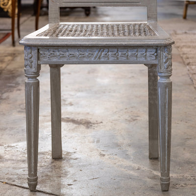 Swedish Dining Chair – Cane Back with Bow Carving in French Grey