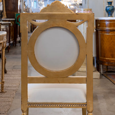 Louis XVI Gilded Dining Chair – Detailed Carvings with White Velvet Upholstery