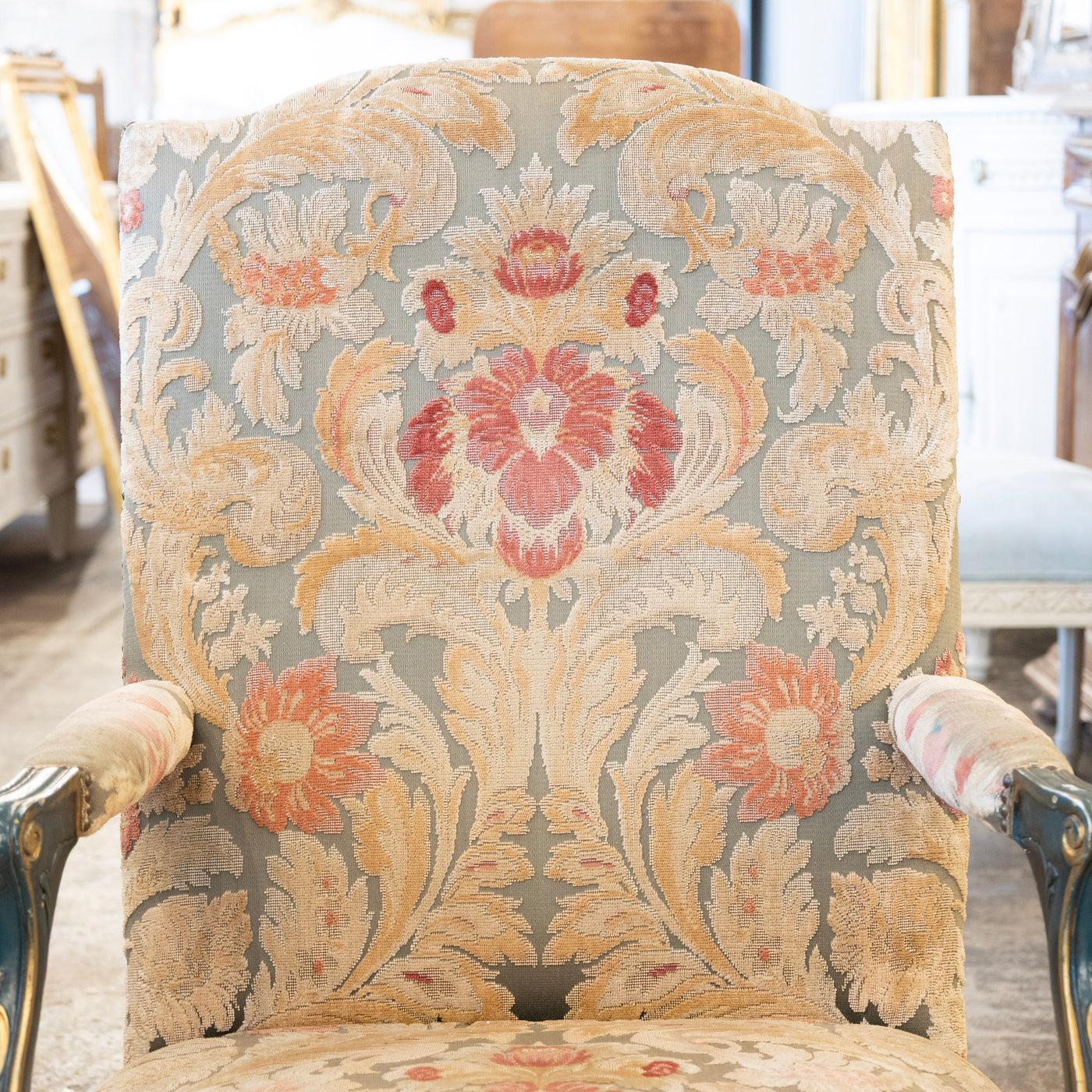 Pair of Louis XV Carved Armchair – Painted Frame with Original Tapestry Upholstery - Arm Chairs | Le Chateau (Atlanta, GA) • 3