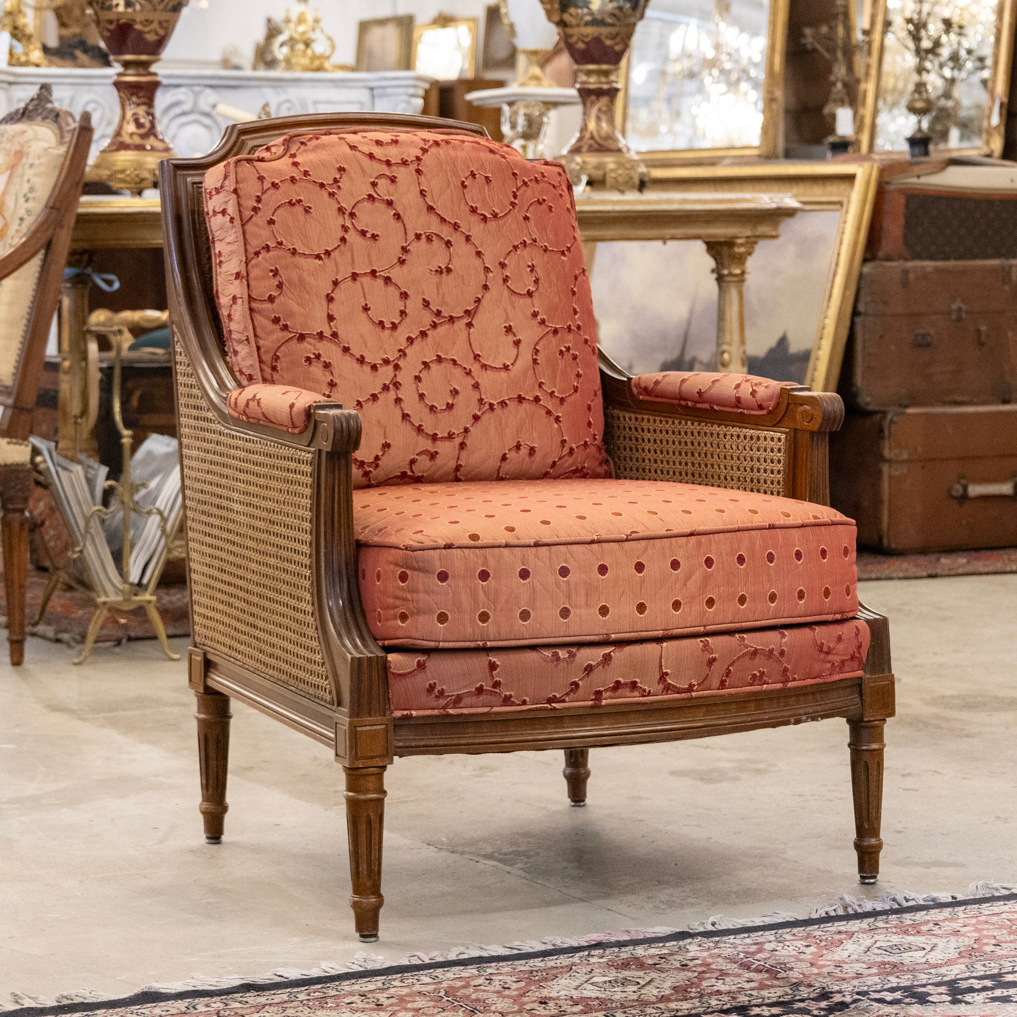 Pair of Louis XVI Cane Back Arm Chairs – Original Patterned