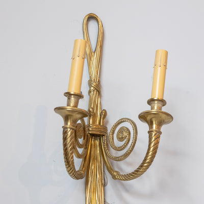 Pair of Louis XVI Brass Wall Sconces – Tassel Detailing & Rope Trim