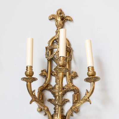 Pair of Rococo Gilded Wall Sconces - Cage Frame in Antique Gold - Wired Sconces | Le Chateau (Atlanta, GA) • 4