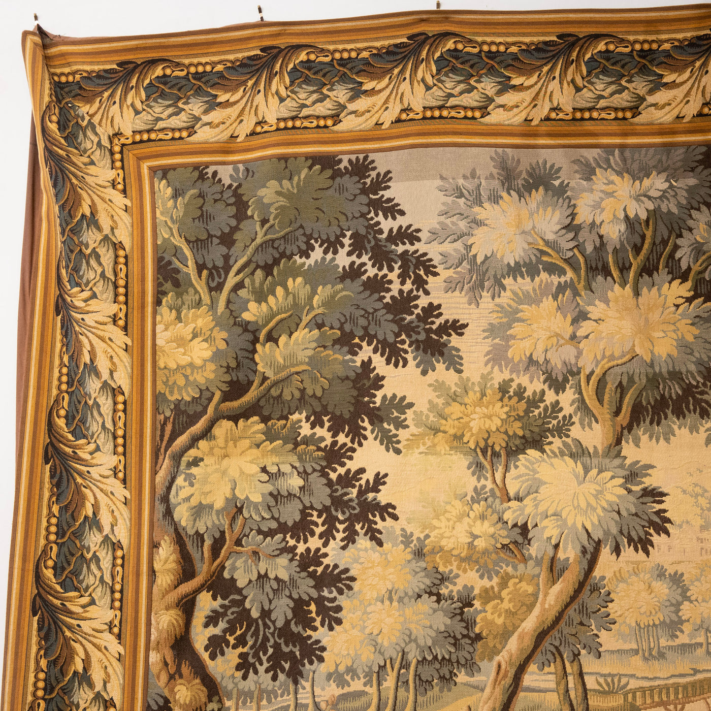 Antique French Flemish Nature Landscape Tapestry – Oversized Handwoven Wall Art