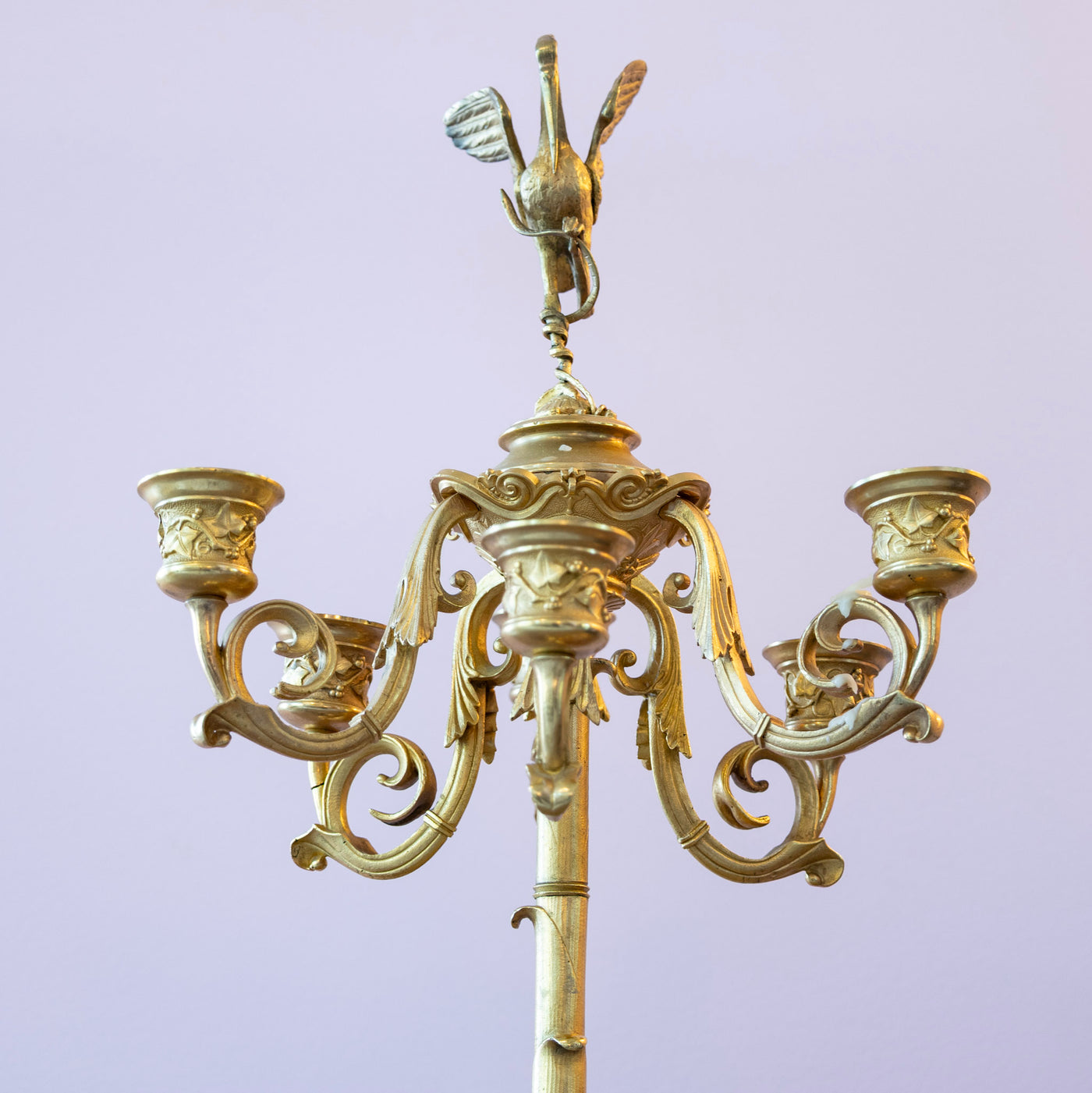 Pair of Gilt Bronze Candelabras – Swan Finials
