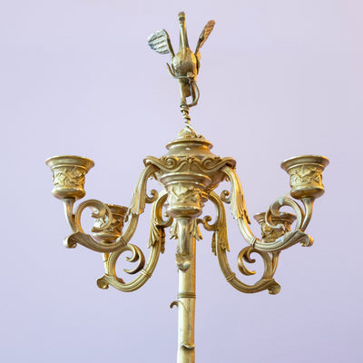 Pair of Gilt Bronze Candelabras – Swan Finials