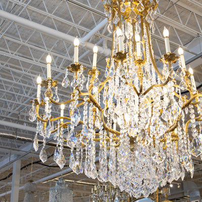 Grand French Empire Chandelier – 24k Gold Leaf & Swarovski Crystals