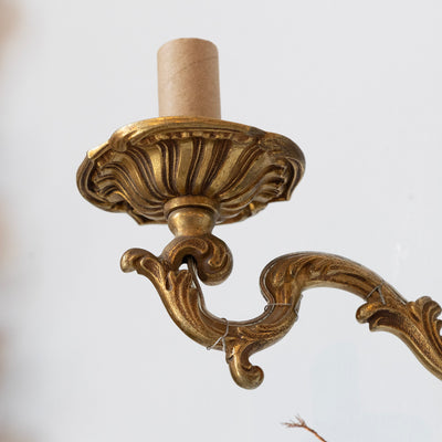 Pair of Petite Rococo Brass Sconces –  Scroll Arms