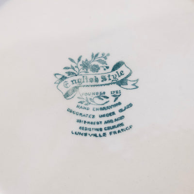 Luneville Hand-Painted Blue Porcelain Dinner Service – 41-Piece French “English Style” Countryside Set (c. 1930s–1950s)