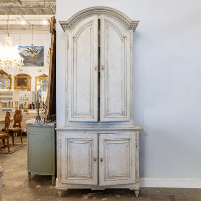 Pair of Swedish Tall Painted Cabinets – Distressed Grey Finish