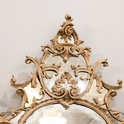 18th Century French Chippendale Mirror – Carved Scrollwork & Heavy Foxing
