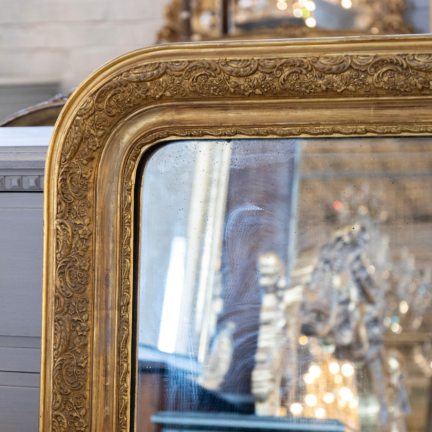 Louis Philippe Gilded Mirror – Intricately Carved Frame