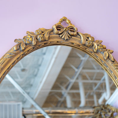 Louis XVI Oval Gilded Mirror – Bow Carvings