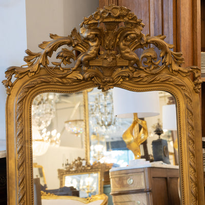 Louis XV Mirror – Gilded Frame with Carved Cherubs