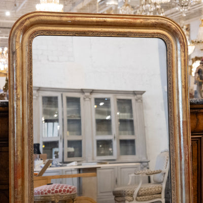 Louis Philippe Rounded Gilded Mirror with Aged Patina