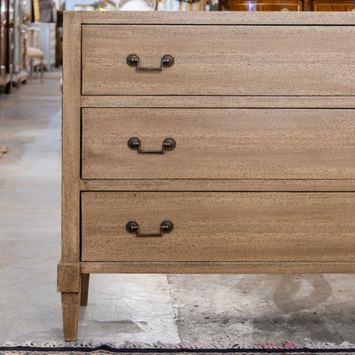 Louis XVI 3-Drawer Nightstand – Light Wood Finish & Tapered Legs