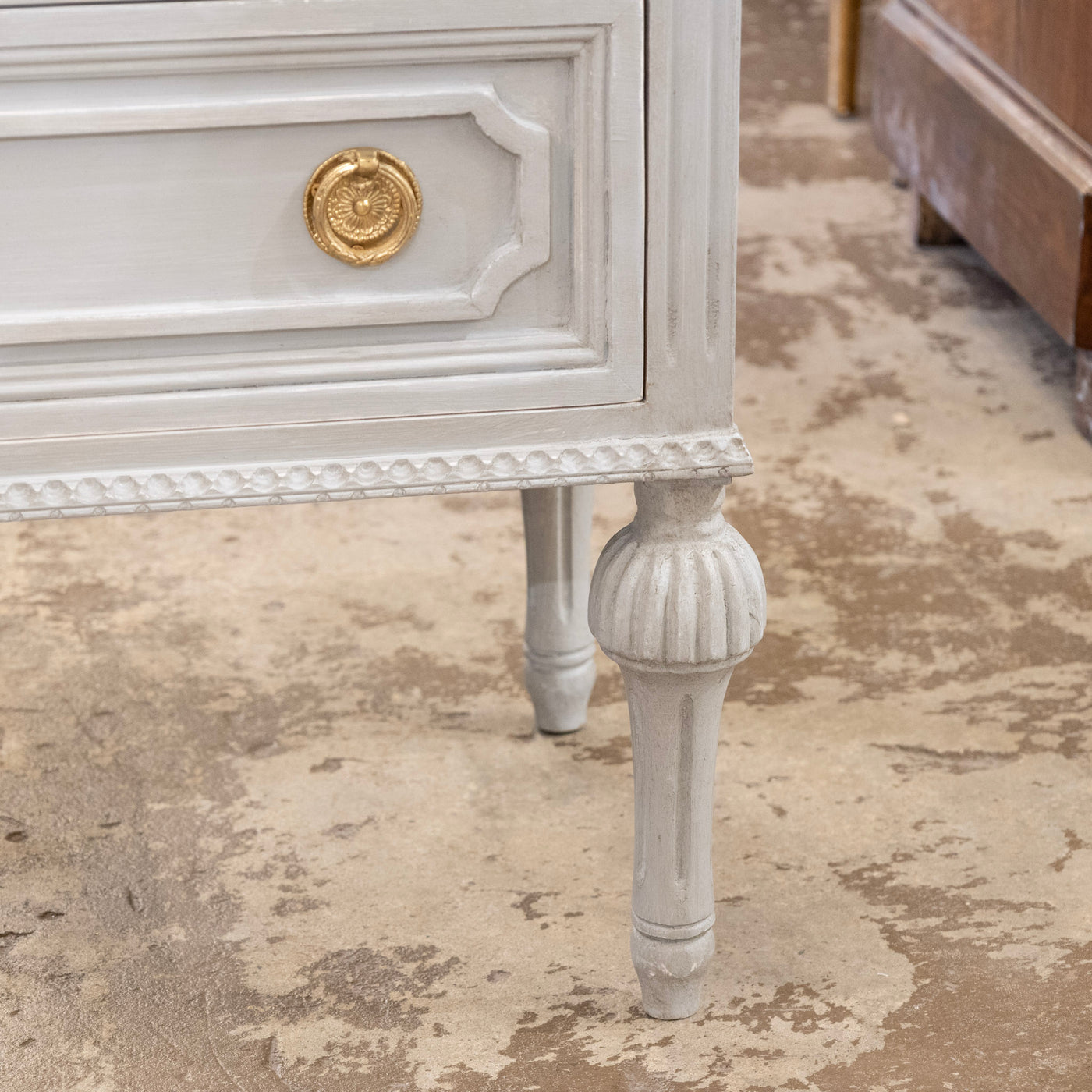 Swedish Painted 2-Drawer Short Nightstand – French Grey