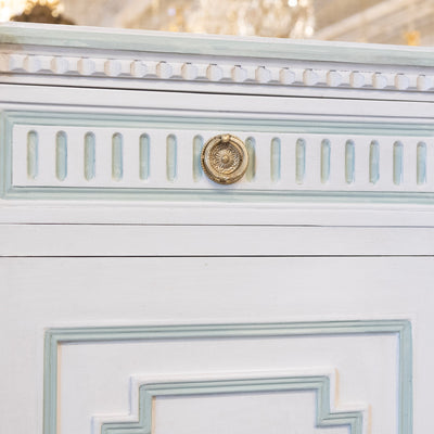 Swedish White Painted Sideboard with Blue Accents
