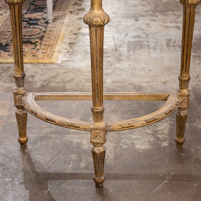 Louis XVI Petite Gilded Demilune Console – Carved Detailing & White Marble Top