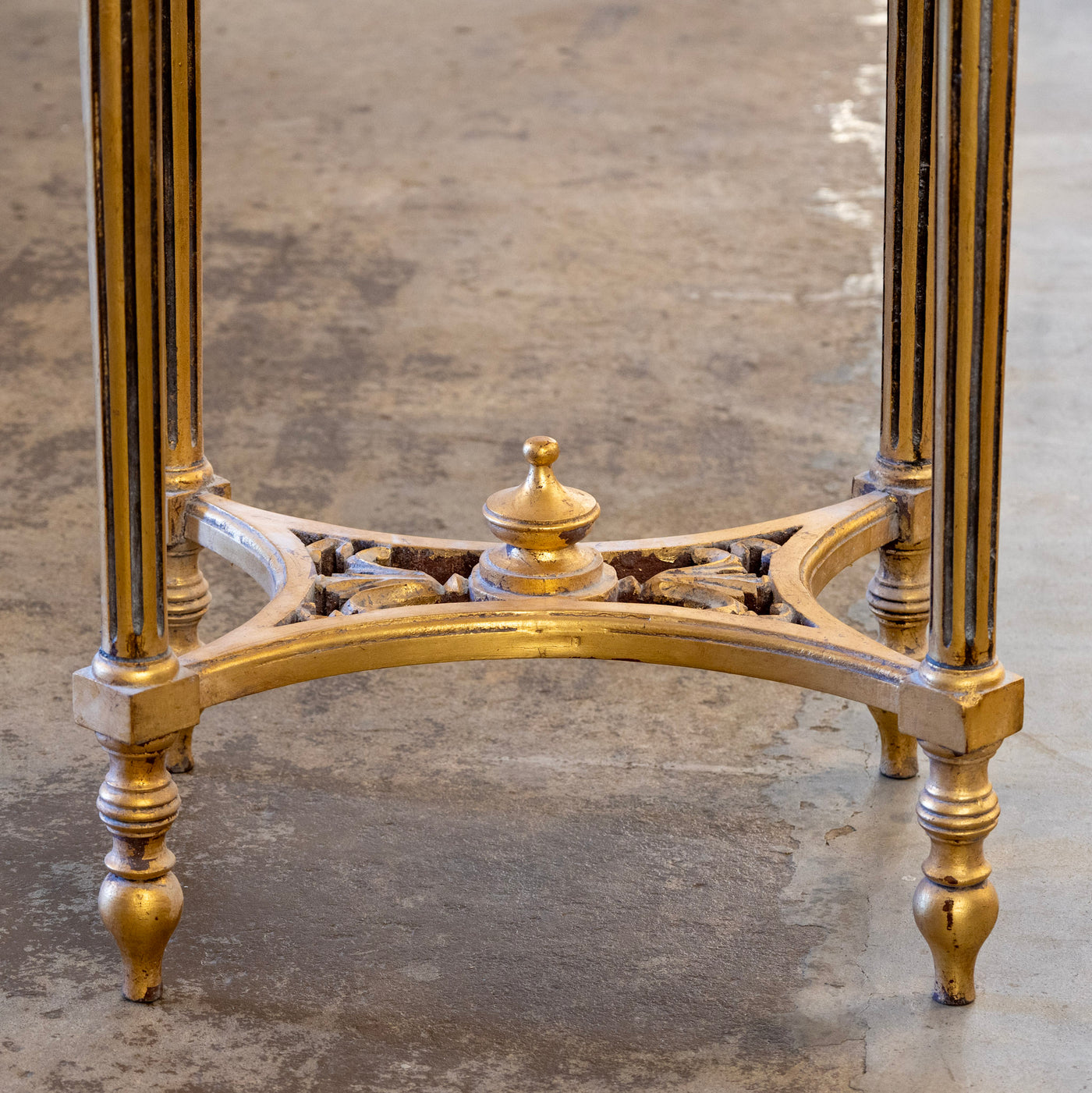 Louis XVI Gilded Oval Side Table – White Marble Top