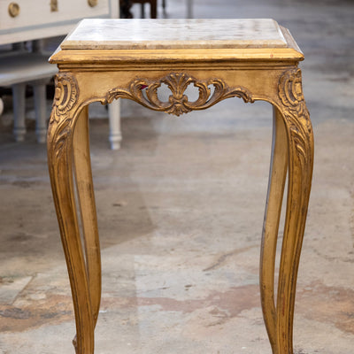 Louis XV Side Table – Gilded Carvings &  Breccia Marble Top