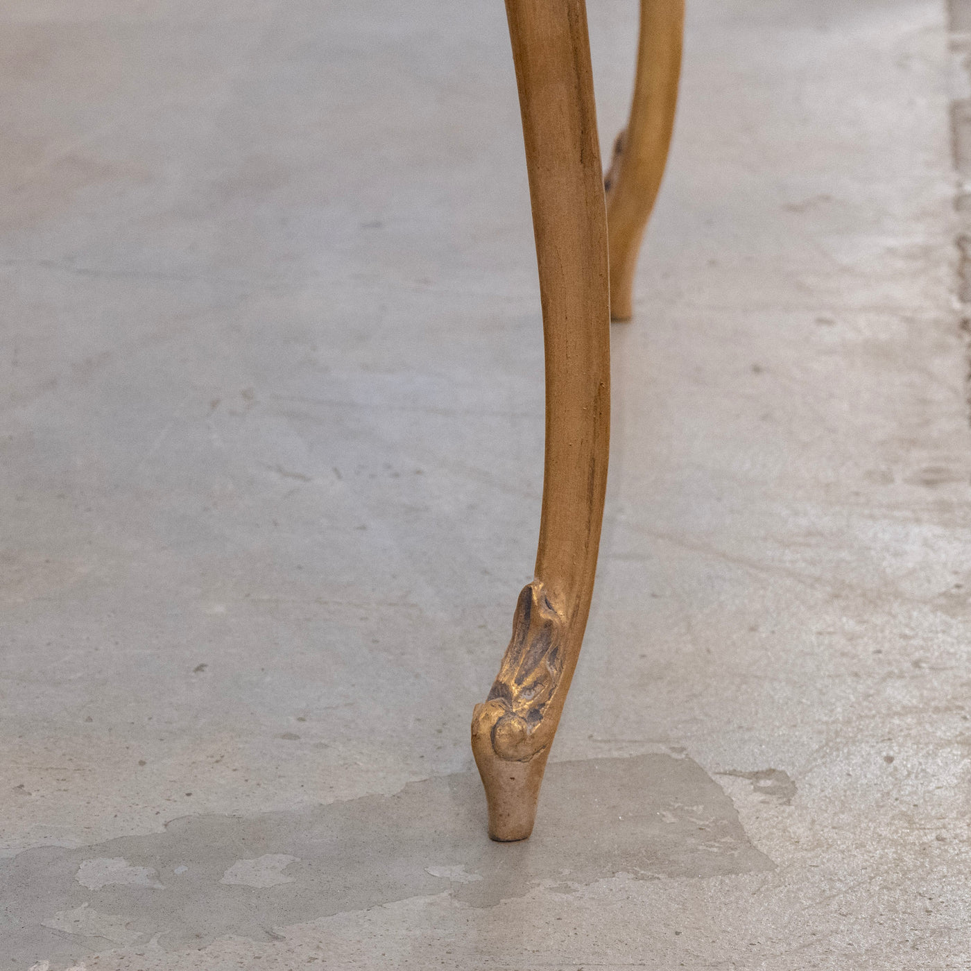 Louis XV Long Gilded Side Table – White Marble Top