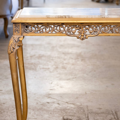 Louis XV Gilded Side Table – White Marble Top