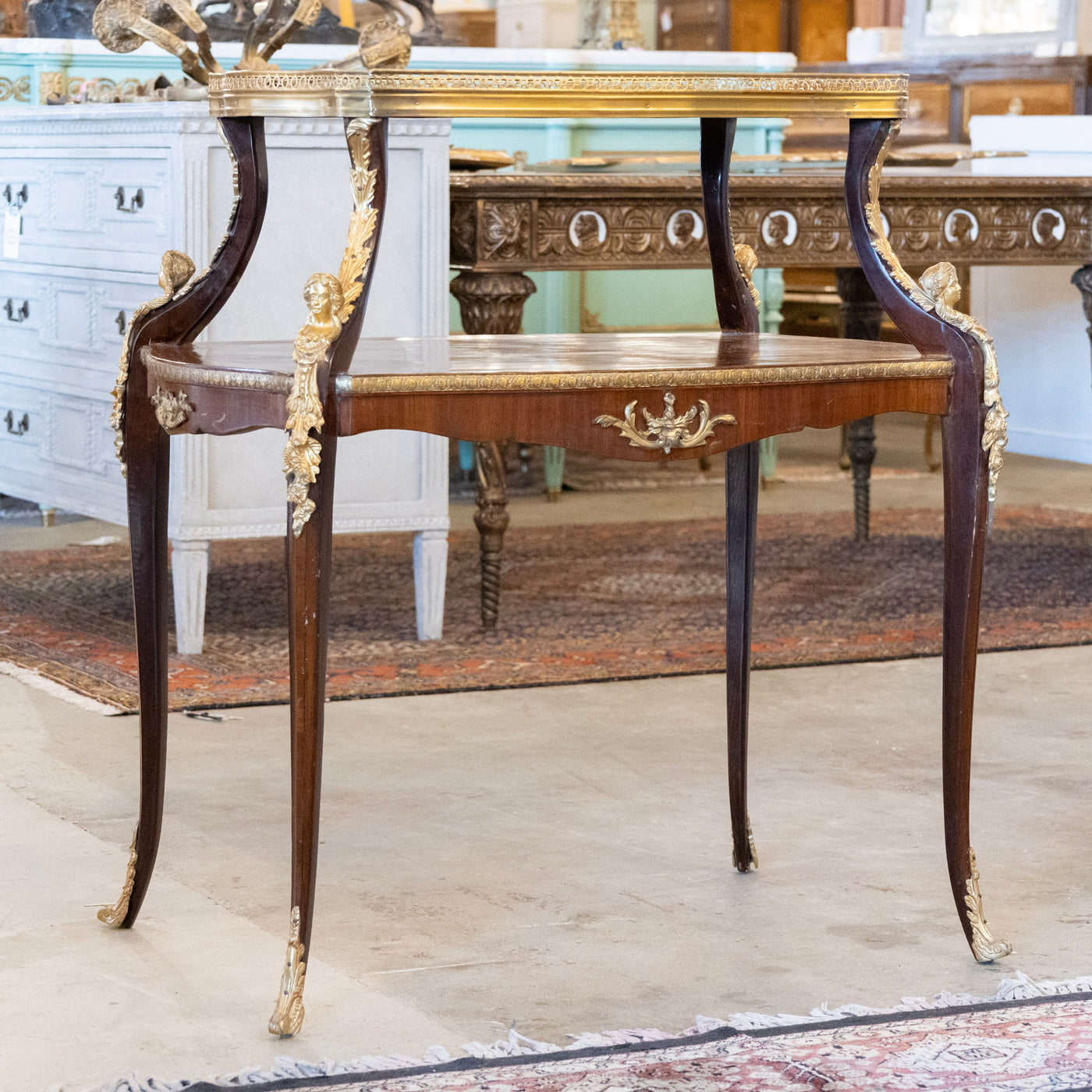 French Empire Side Table – Checkered Wood Inlay & Ormolu Mounts – Le ...