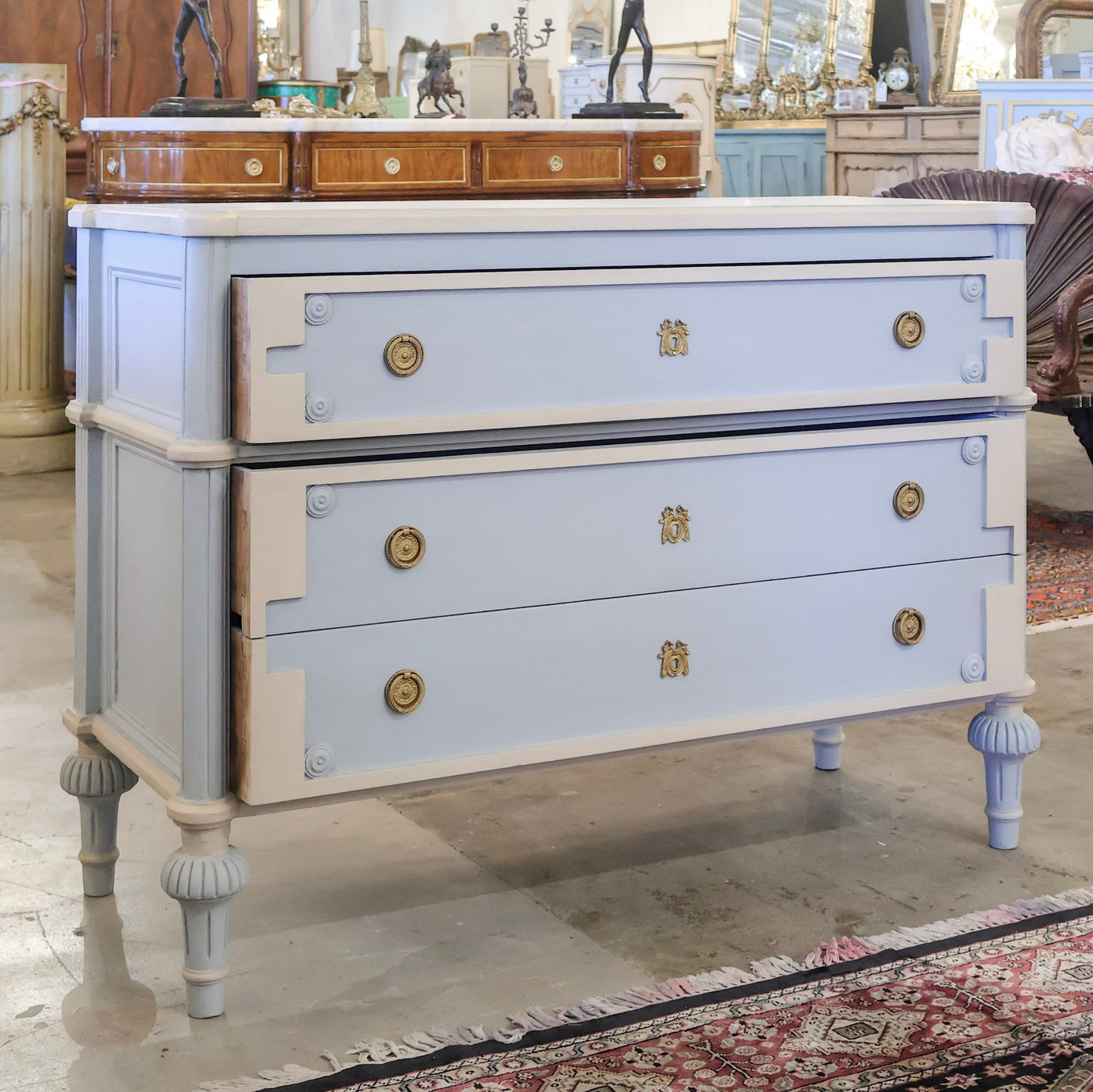 cotton black mini dress Swedish Blue 3-Drawer Chest – Large Brass Pulls & Ballerina Legs – Le  Chateau