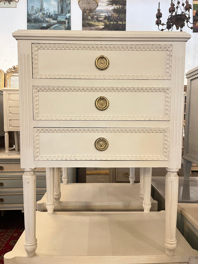 Tall Beaded Trim Swedish Nightstand | Le Chateau | European Luxury Furniture in Atlanta