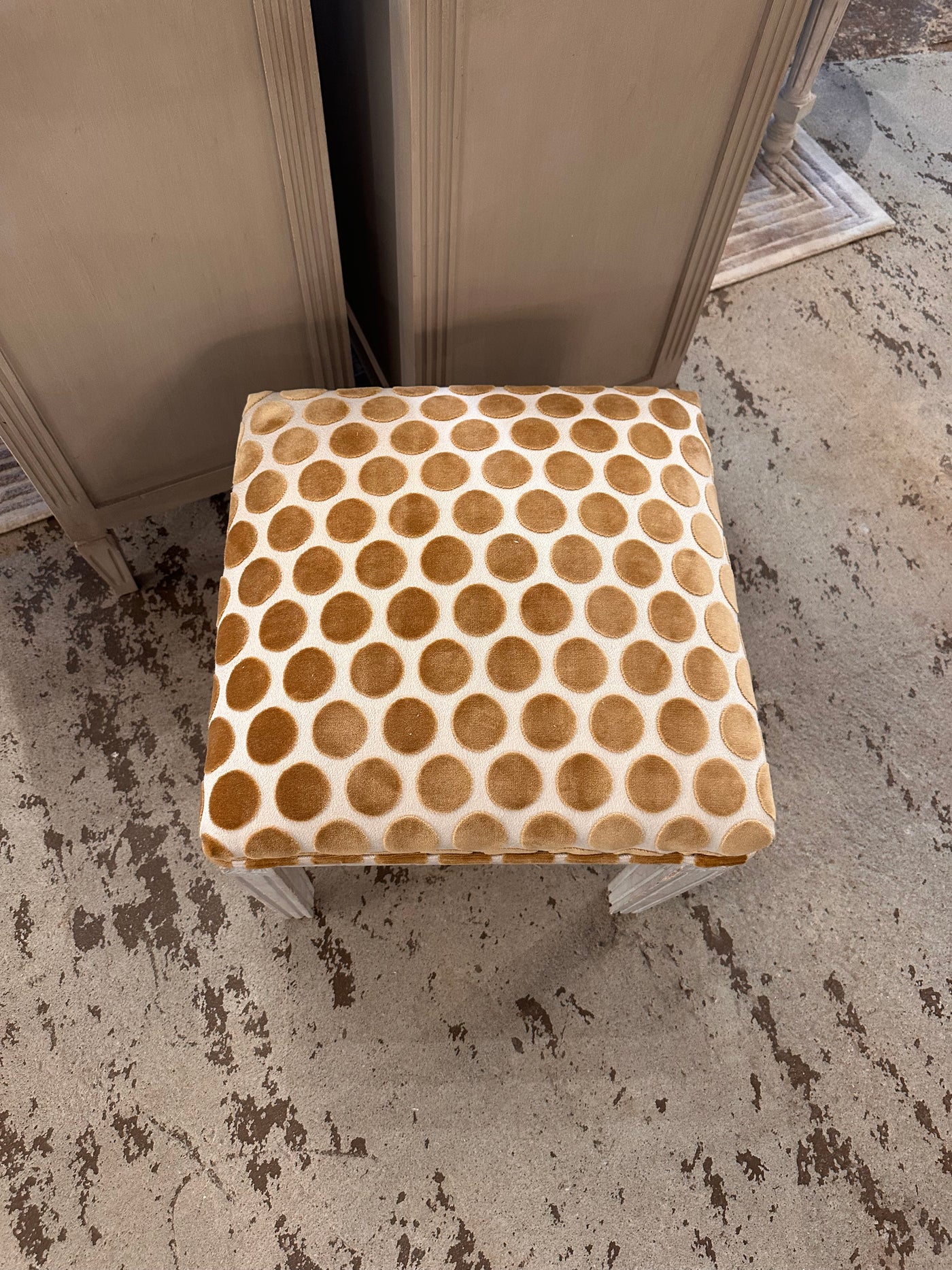 Louis XVI Small Gold Polka Dot Stool