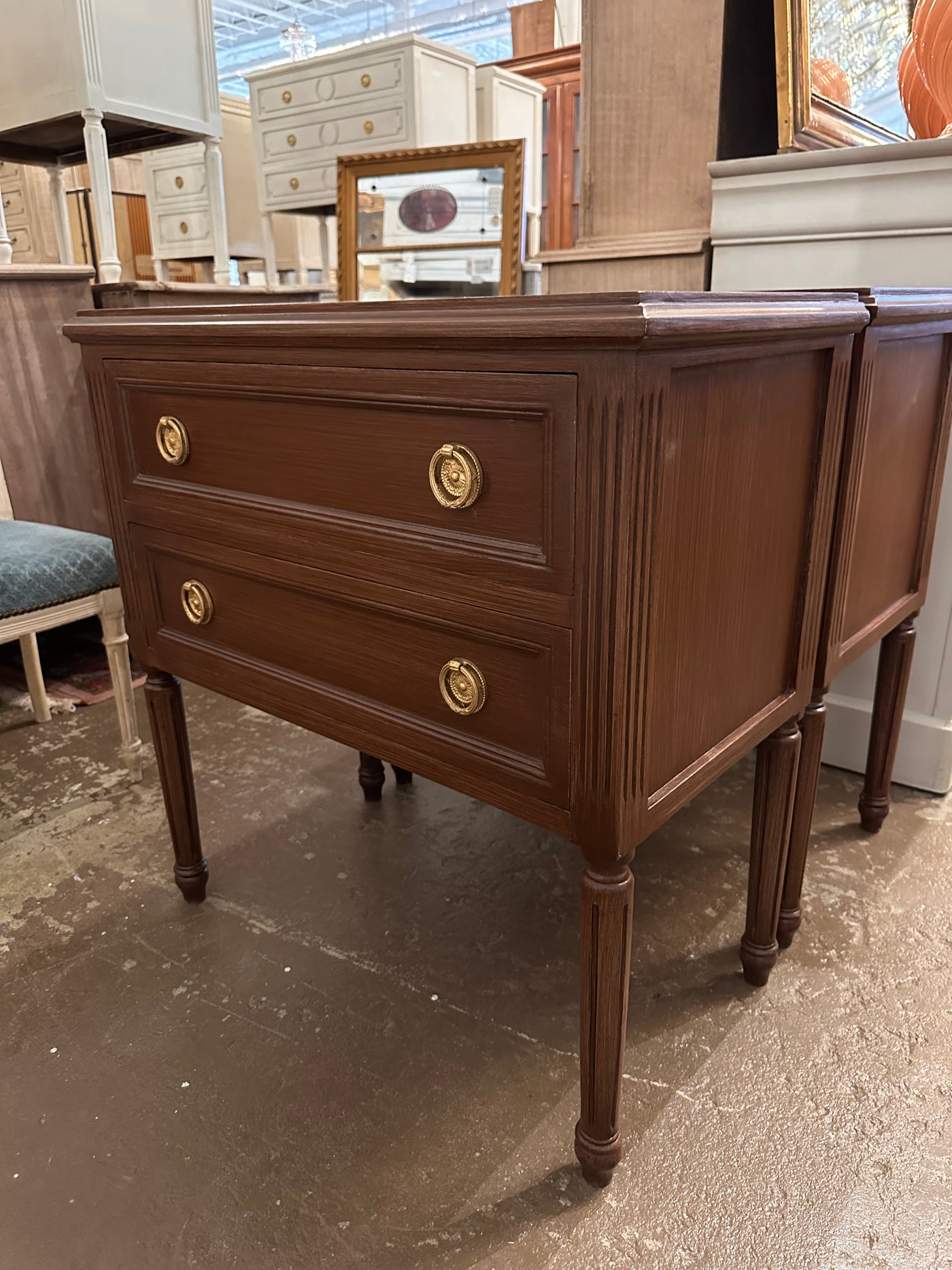 2 Door Nightstand with Painted Stain