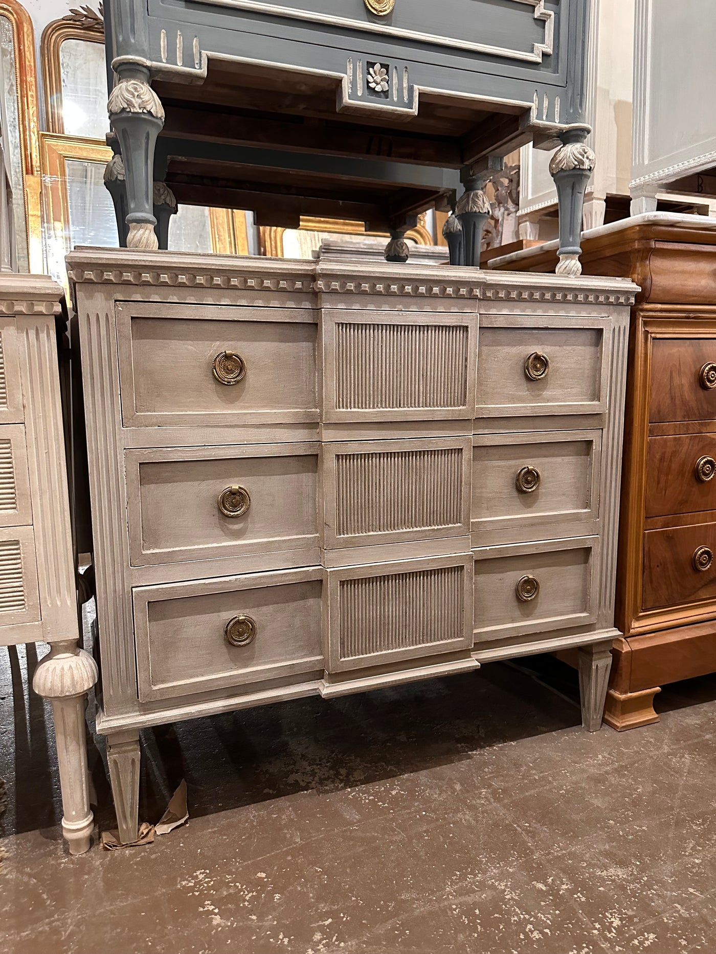 Antique Swedish Reeded Front Chest | Le Chateau | European Luxury Furniture in Atlanta