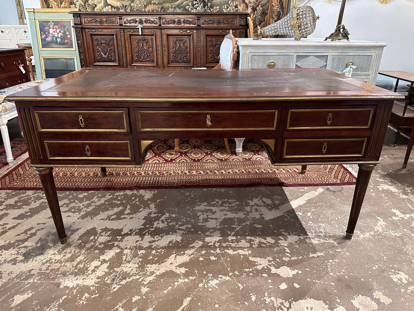 Antique French Louis XVI Pull-Out Desk with Leather Top | Le Chateau | European Luxury Furniture in Atlanta