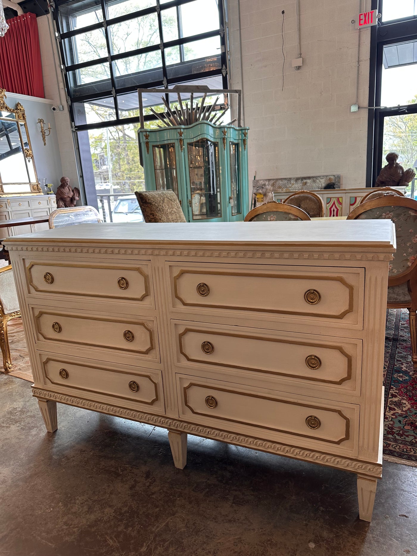 6 Drawer Swedish Dresser with Open Trim | Le Chateau | European Luxury Furniture in Atlanta