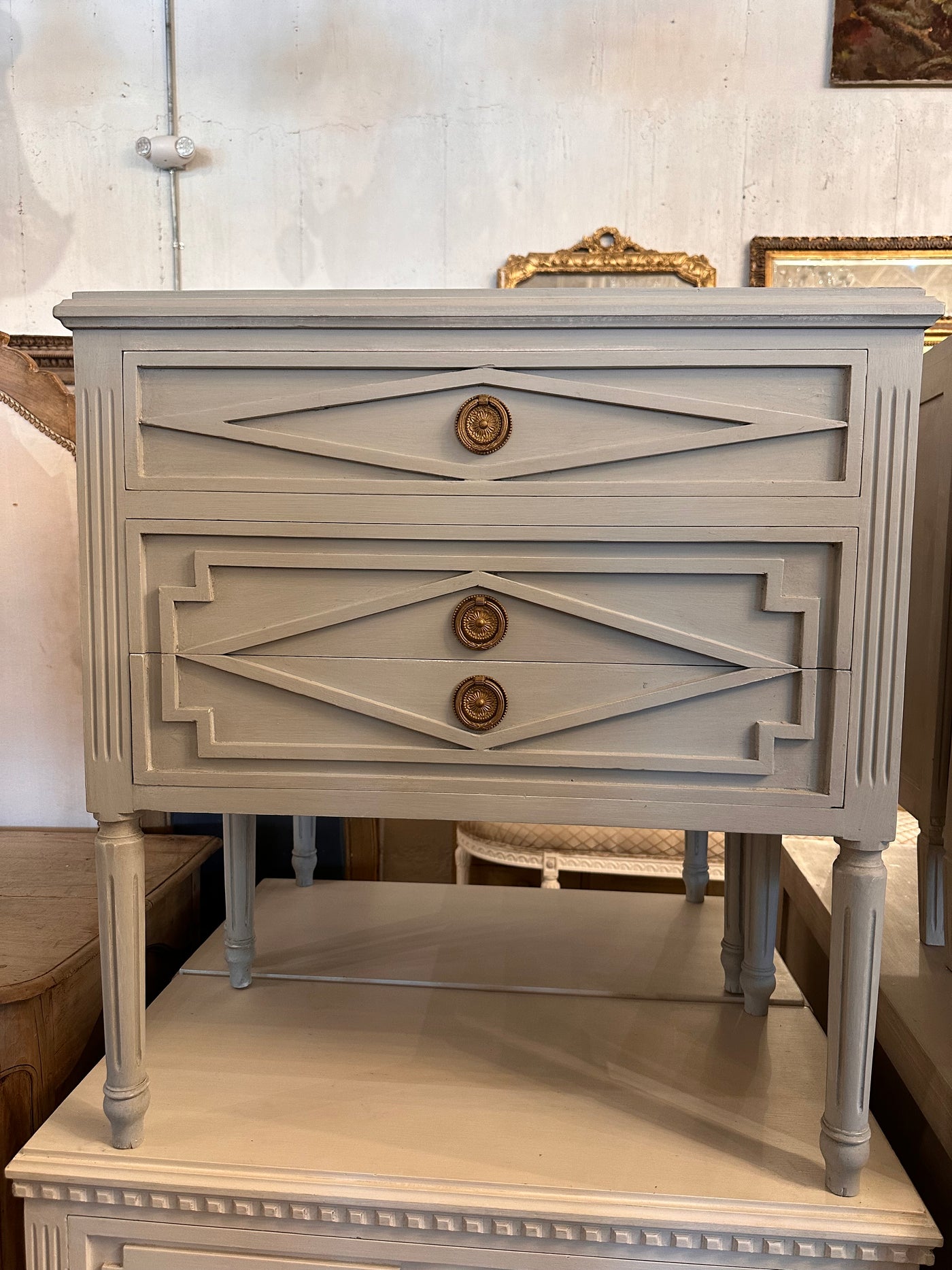 3 Door Diamond Drawer Nightstand