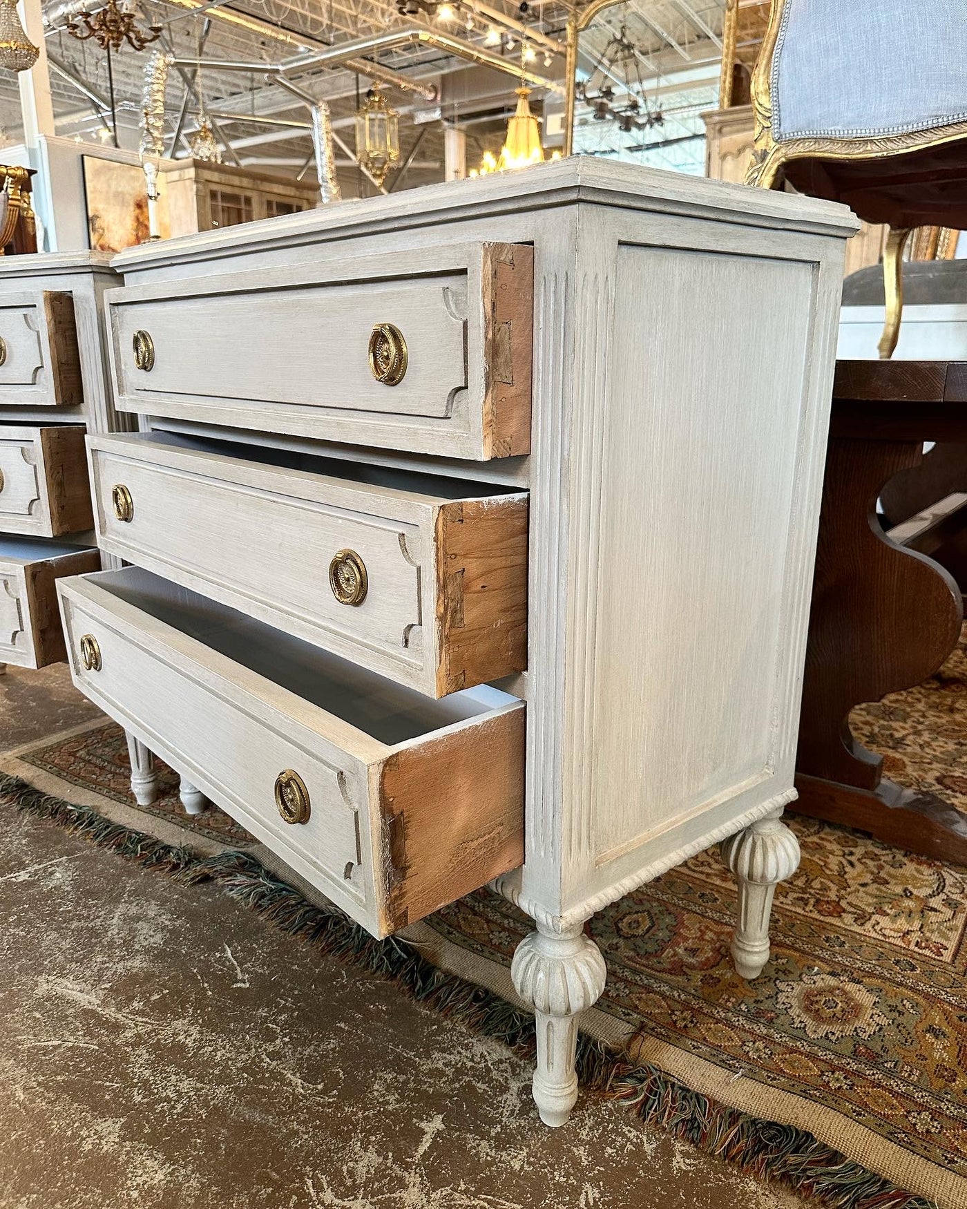 Antique White Swedish Chest with Ballerina Legs